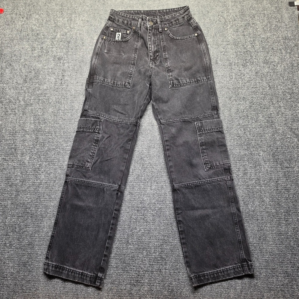 The Ragged Priest Jeans Mens Womens 26 Washed Black Cargo Utility Straight Leg